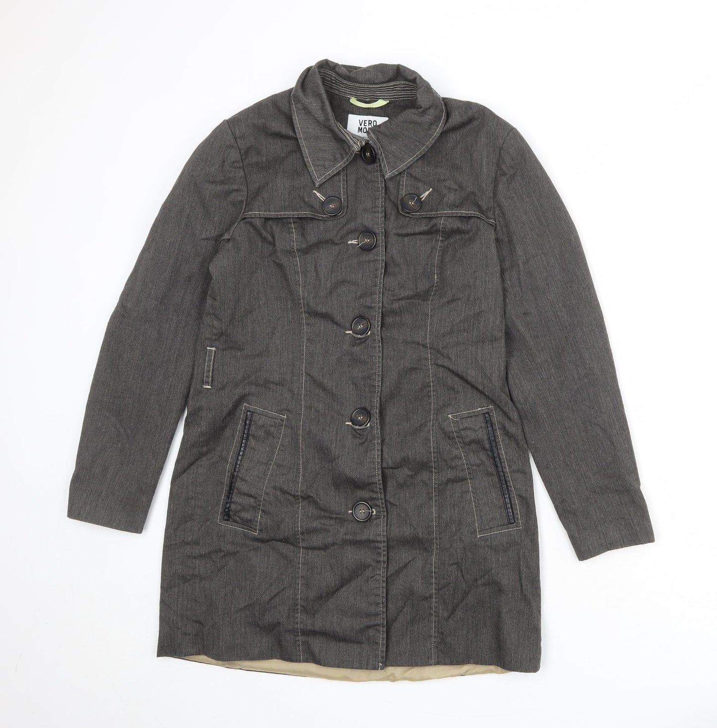 Womens UK Size L VERO MODA Grey Overcoat