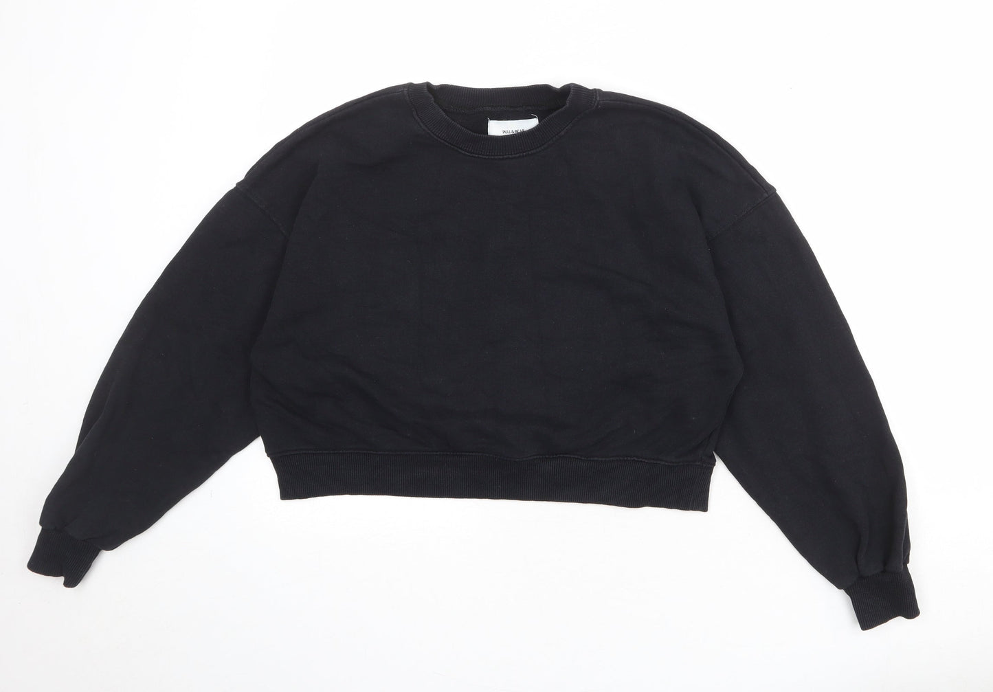 Womens UK Size M Pull&Bear Black Pullover Sweatshirt
