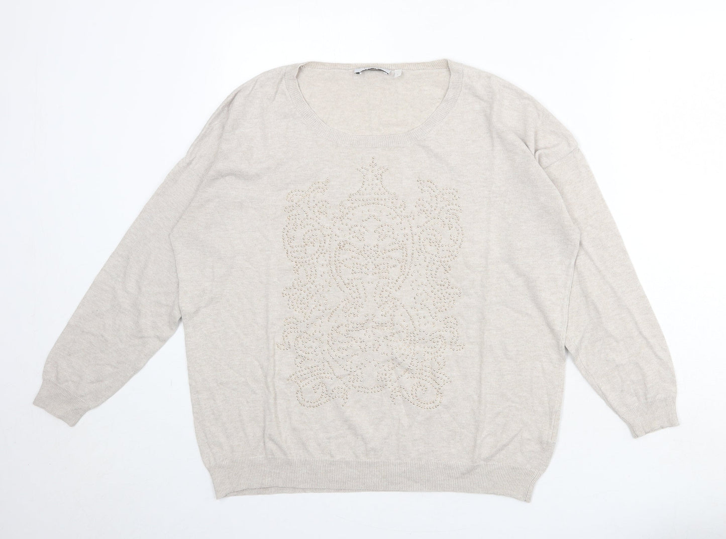 Womens UK Size L Yessica Beige Pullover Jumper