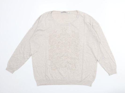 Womens UK Size L Yessica Beige Pullover Jumper