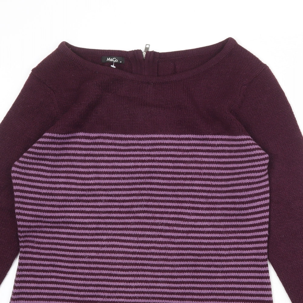 Womens UK Size M M&Co Purple Pullover Jumper