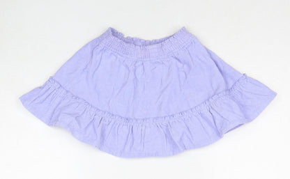 Marks and Spencer Girls Purple Cotton A-Line Skirt Size 2-3 Years Regular Pull On