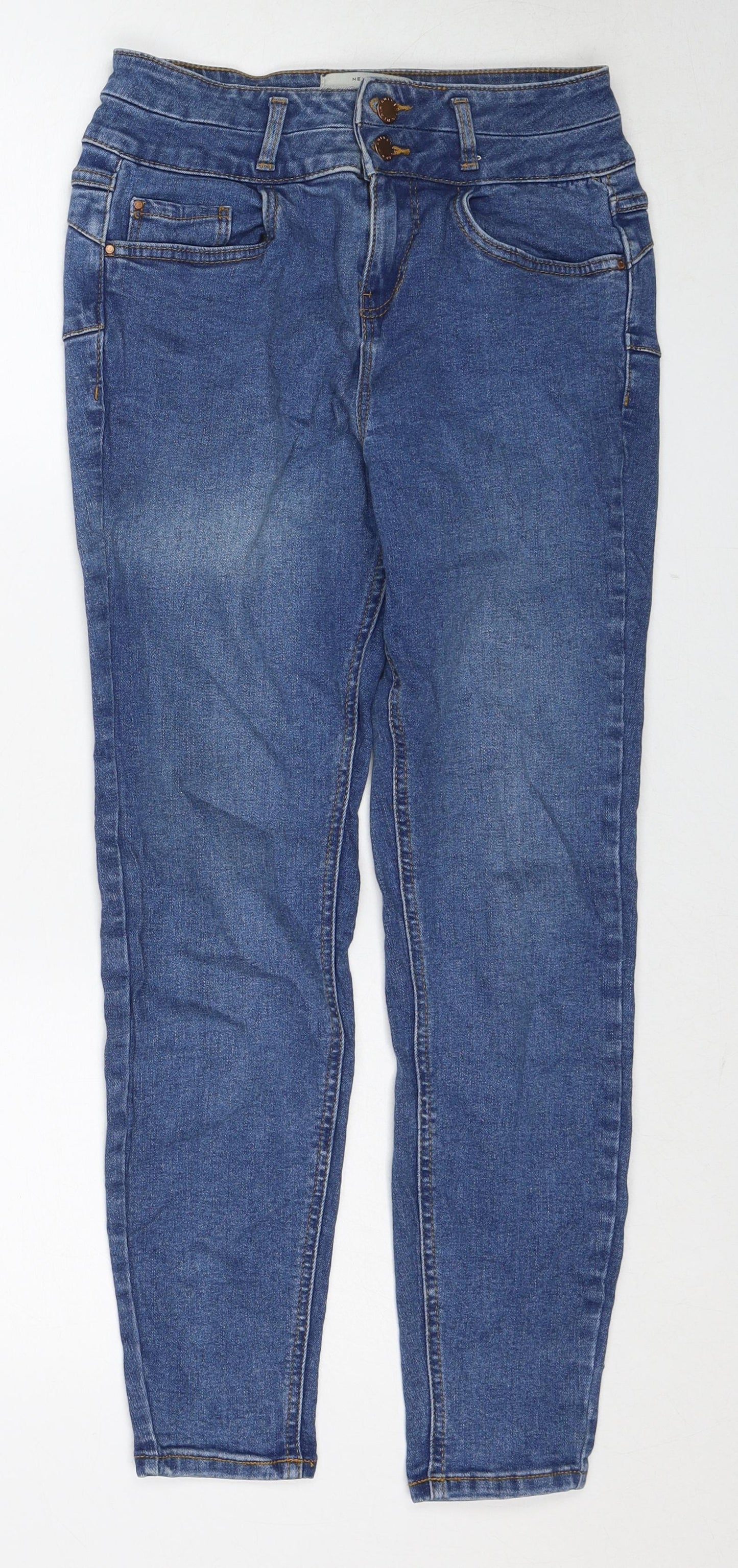 New Look Womens Blue Cotton Skinny Jeans Size 8 Regular Zip
