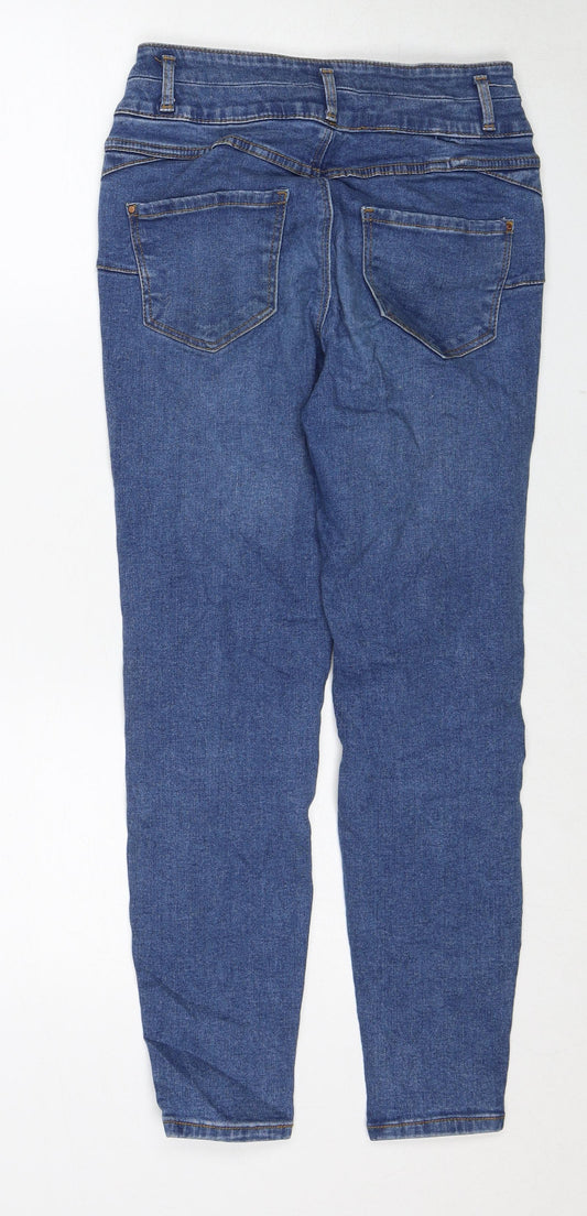 New Look Womens Blue Cotton Skinny Jeans Size 8 Regular Zip