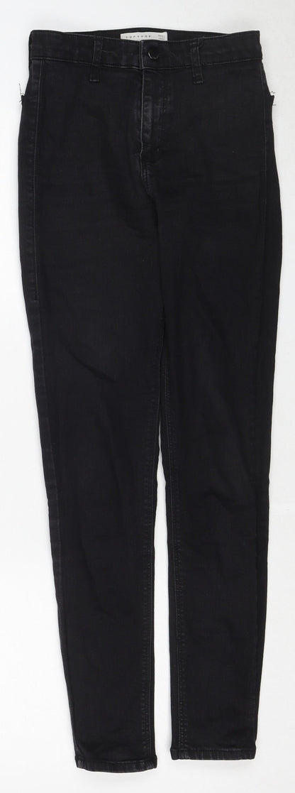 Topshop Womens Black Cotton Skinny Jeans Size 26 in L30 in Regular Zip