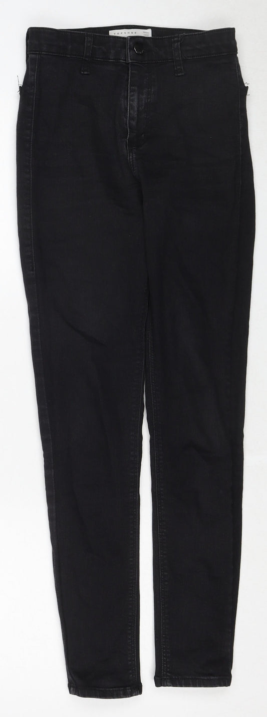 Topshop Womens Black Cotton Skinny Jeans Size 26 in L30 in Regular Zip