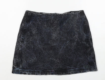 BOG Womens Black Cotton A-Line Skirt Size S Zip