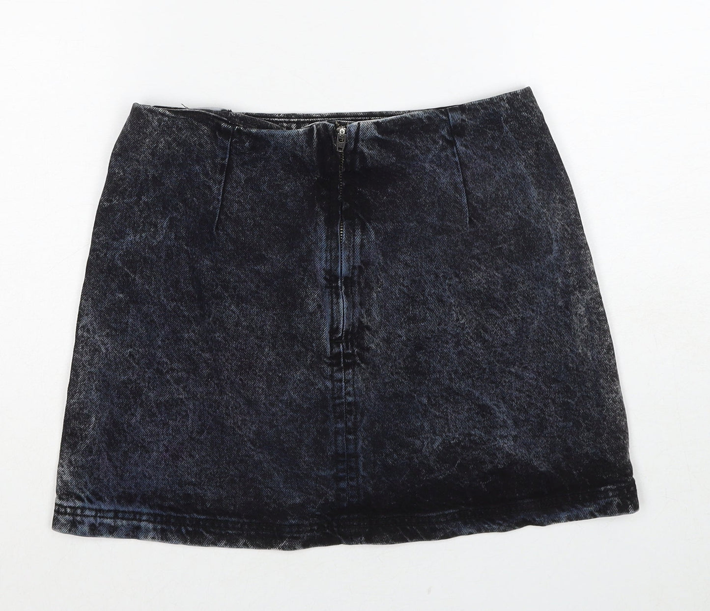 BOG Womens Black Cotton A-Line Skirt Size S Zip