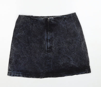 BOG Womens Black Cotton A-Line Skirt Size S Zip