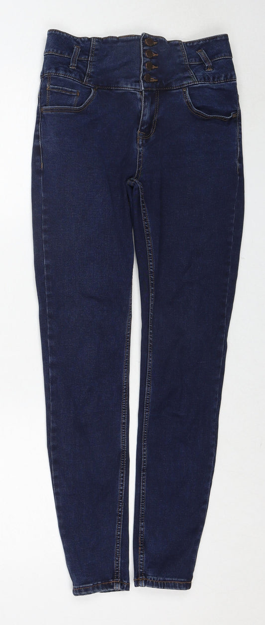 New Look Womens Blue Cotton Skinny Jeans Size 8 Regular Zip