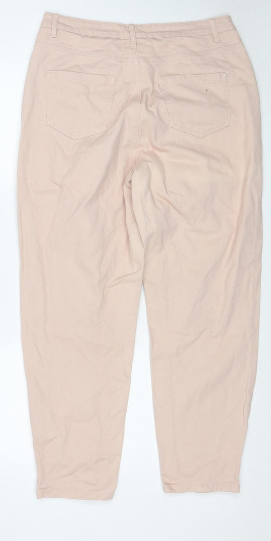 Missguided Womens Beige Cotton Mom Jeans Size 12 Regular Zip