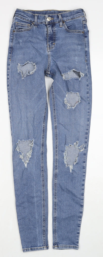 Topshop Womens Blue Cotton Skinny Jeans Size 25 in L34 in Regular Zip