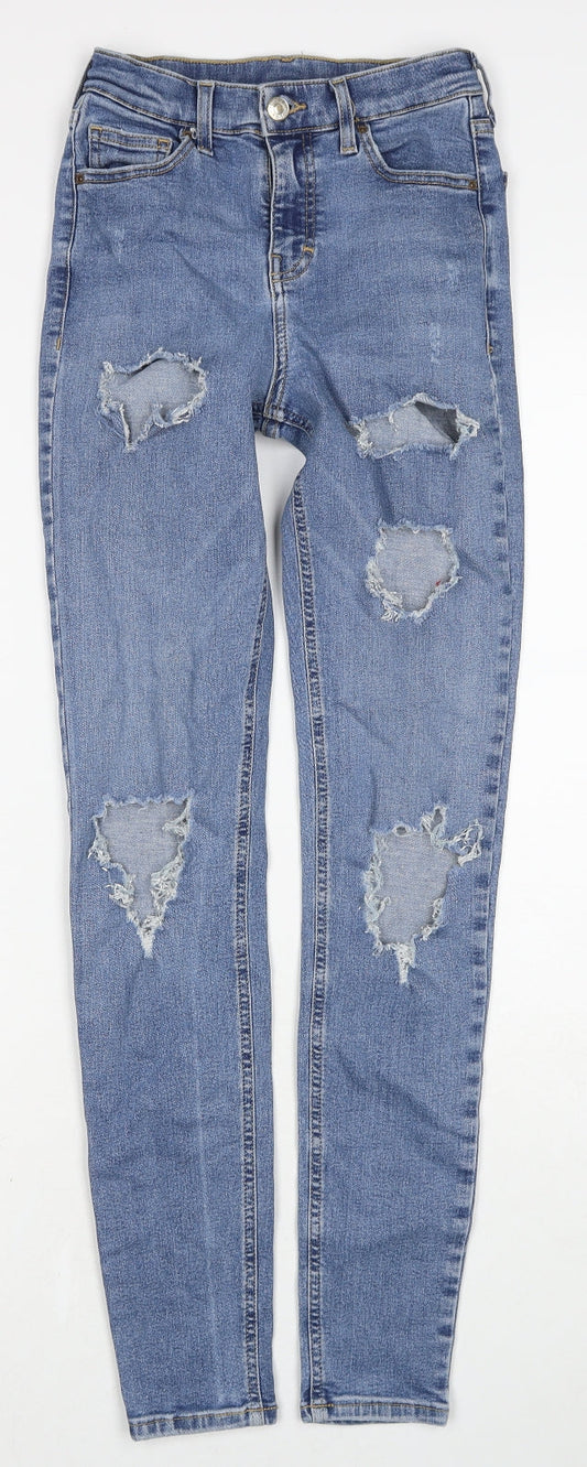 Topshop Womens Blue Cotton Skinny Jeans Size 25 in L34 in Regular Zip