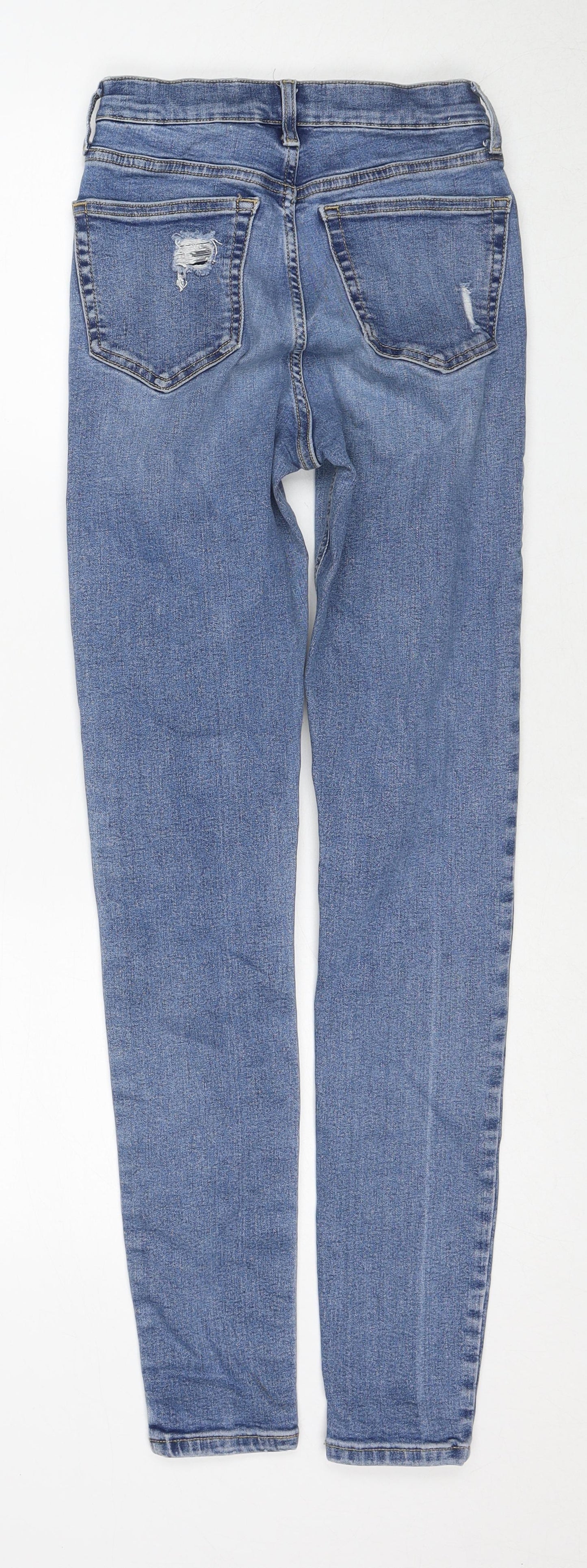 Topshop Womens Blue Cotton Skinny Jeans Size 25 in L34 in Regular Zip