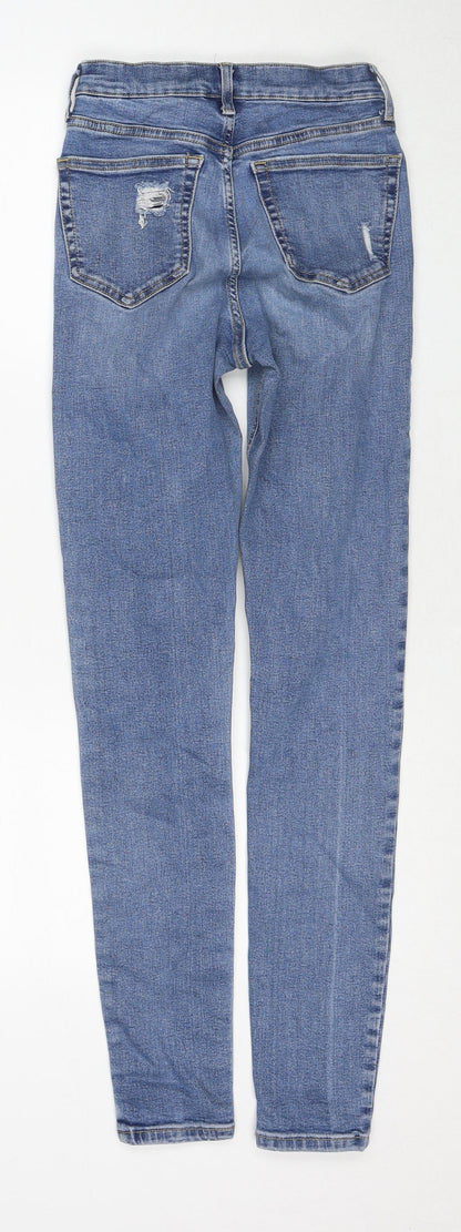 Topshop Womens Blue Cotton Skinny Jeans Size 25 in L34 in Regular Zip
