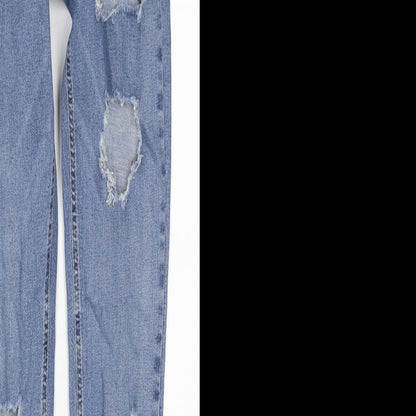 Topshop Womens Blue Cotton Skinny Jeans Size 25 in L34 in Regular Zip
