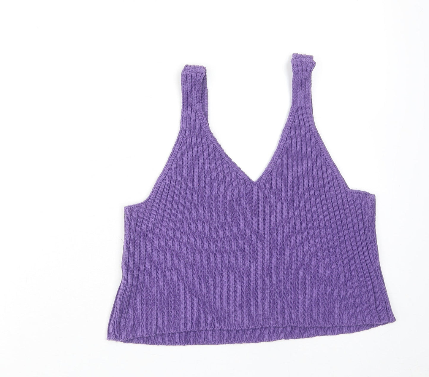 AC Signature Womens Purple Cotton Basic Tank Size M V-Neck