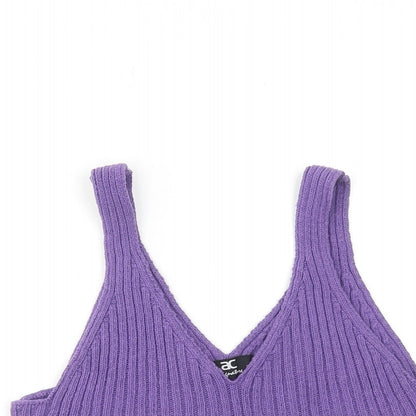 AC Signature Womens Purple Cotton Basic Tank Size M V-Neck