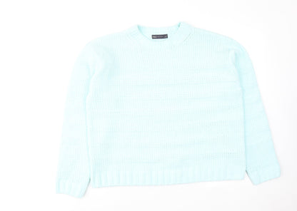 Marks and Spencer Womens Blue Round Neck Polyester Pullover Jumper Size L