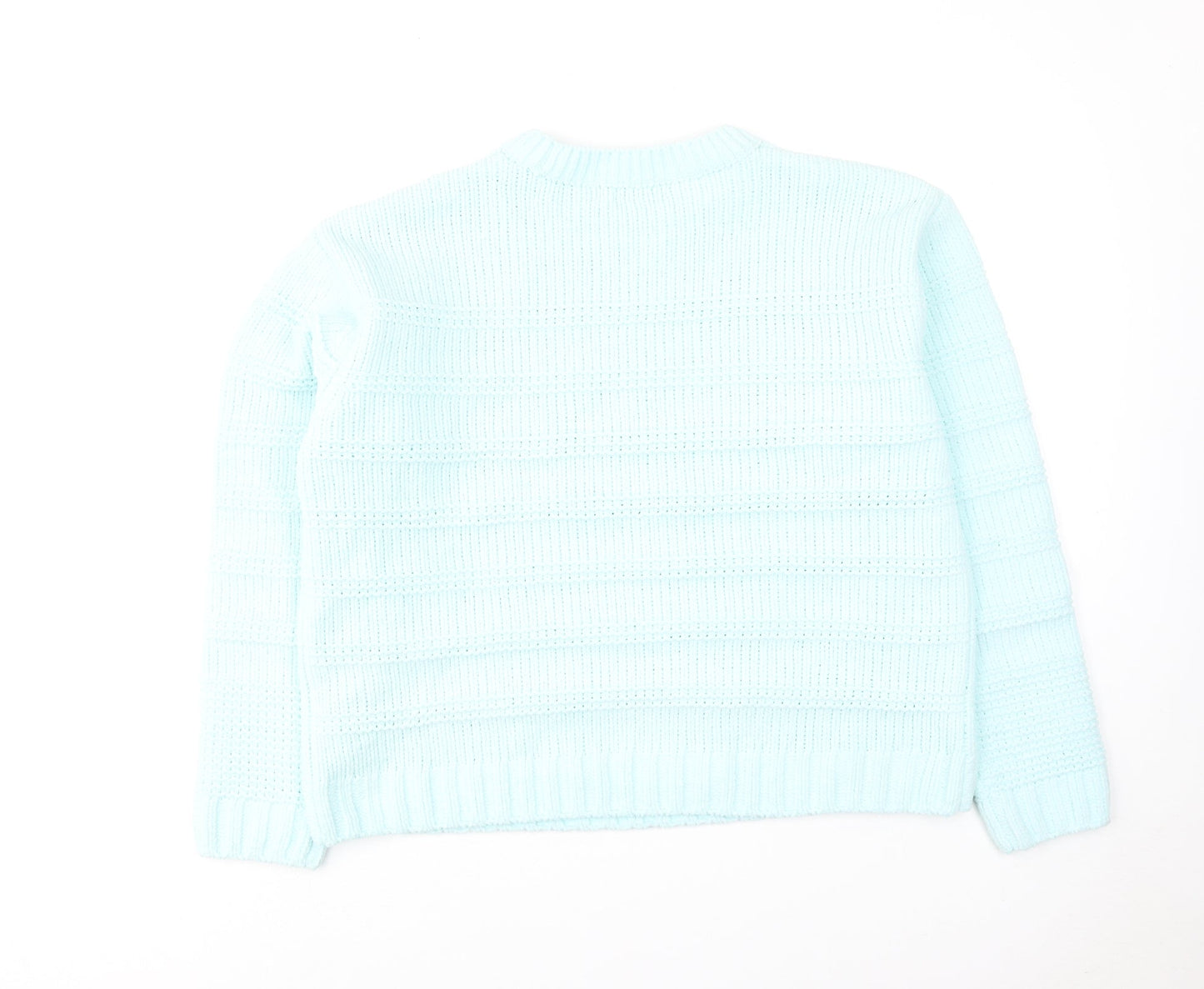 Marks and Spencer Womens Blue Round Neck Polyester Pullover Jumper Size L