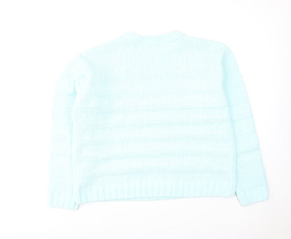 Marks and Spencer Womens Blue Round Neck Polyester Pullover Jumper Size L