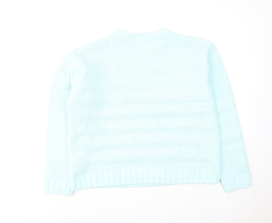 Marks and Spencer Womens Blue Round Neck Polyester Pullover Jumper Size L