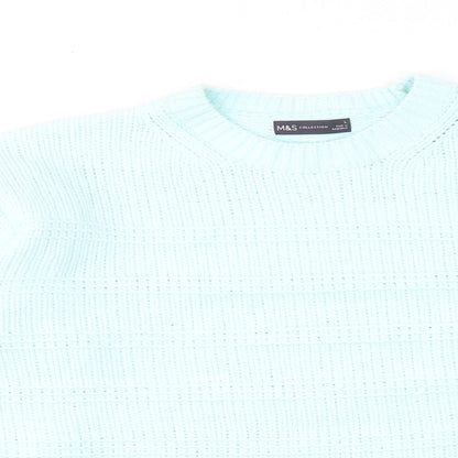 Marks and Spencer Womens Blue Round Neck Polyester Pullover Jumper Size L