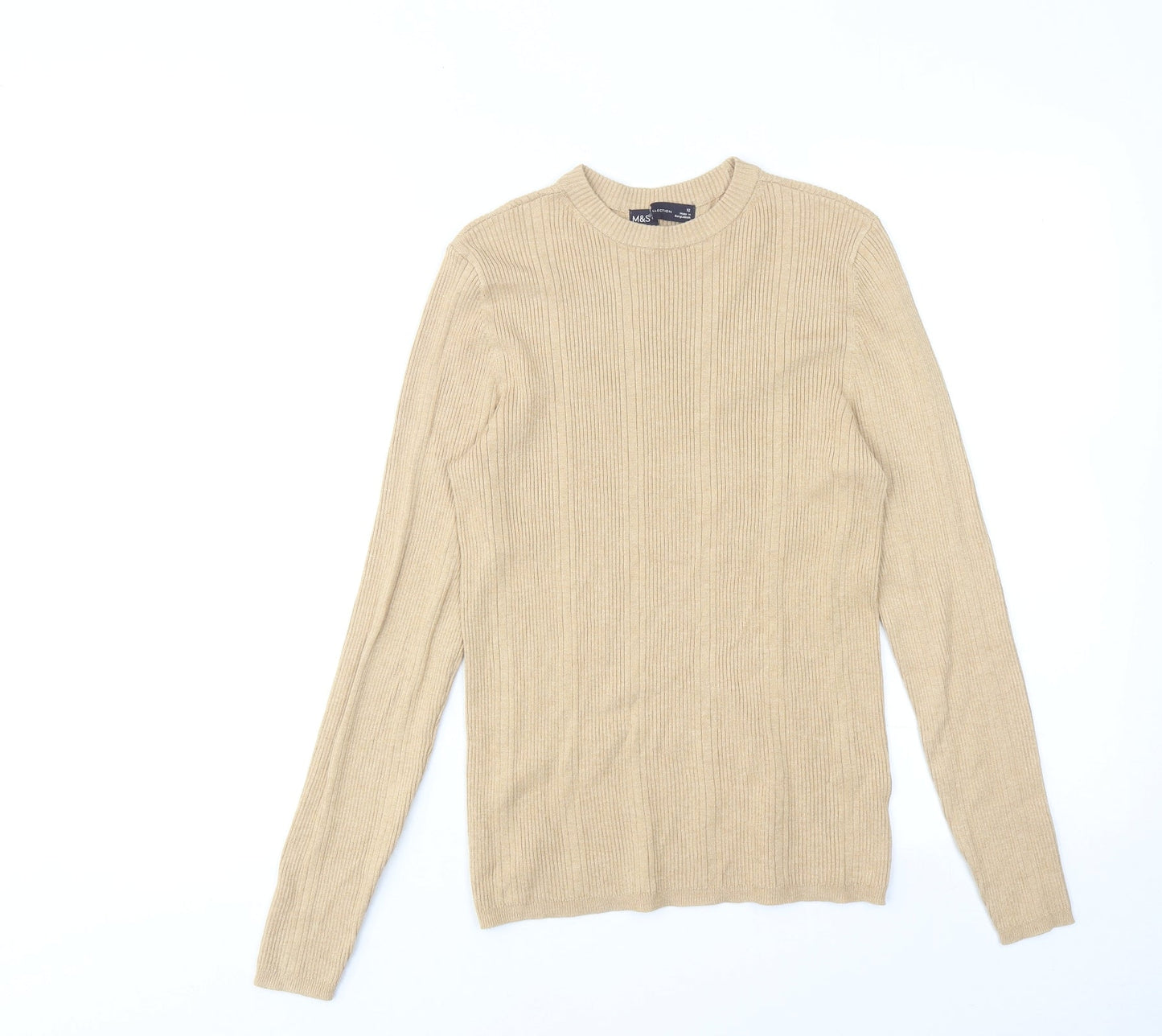 Womens UK Size 12 Marks and Spencer Beige Pullover Jumper