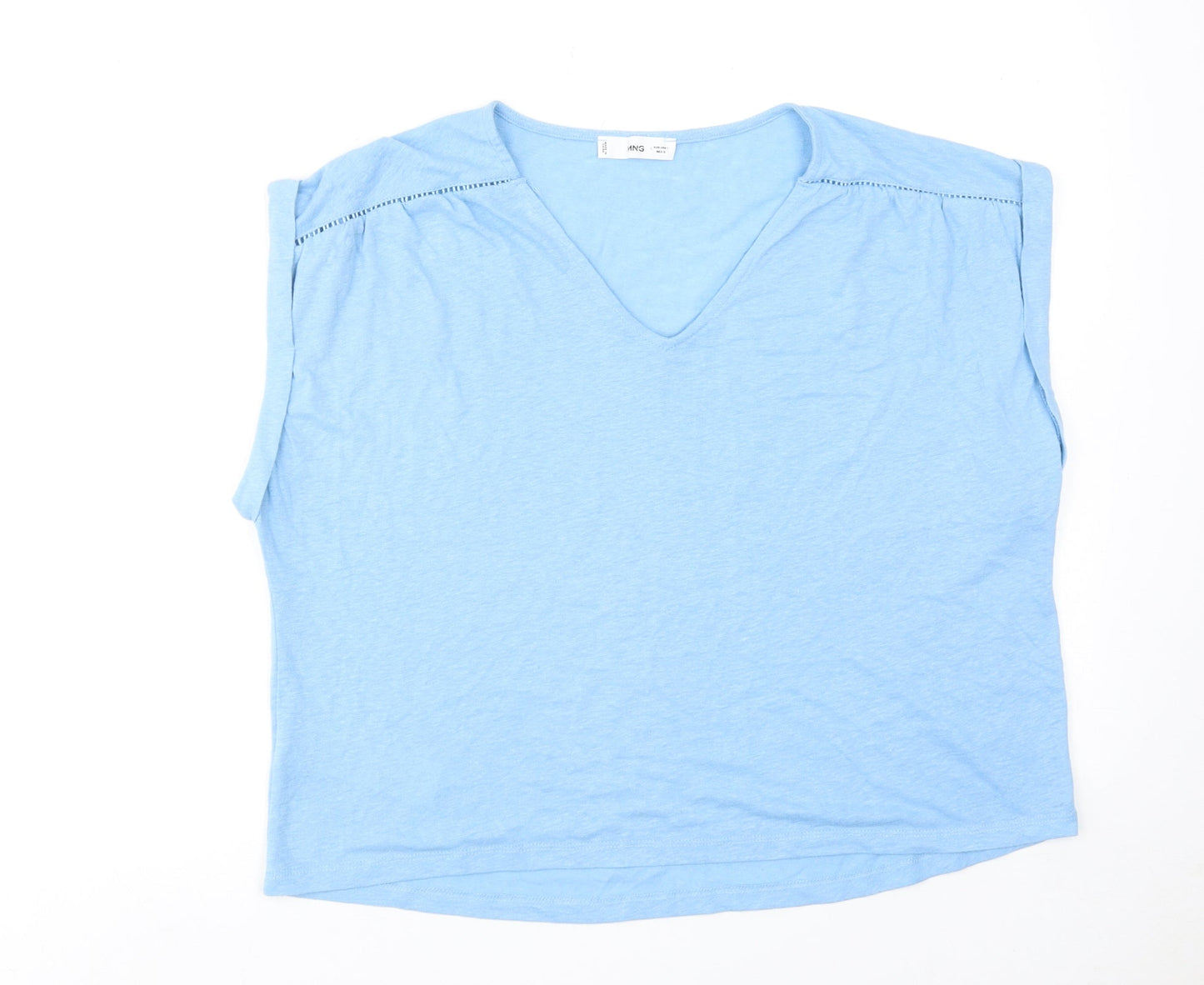 Womens UK Size L Mango Blue Basic T-Shirt