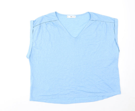 Womens UK Size L Mango Blue Basic T-Shirt