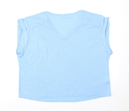 Womens UK Size L Mango Blue Basic T-Shirt