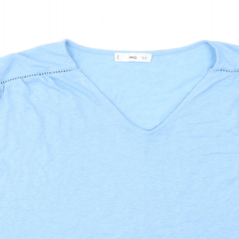 Womens UK Size L Mango Blue Basic T-Shirt