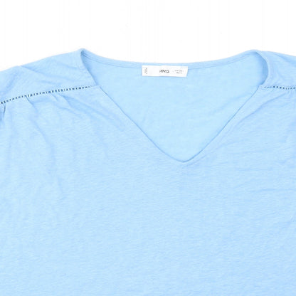 Womens UK Size L Mango Blue Basic T-Shirt