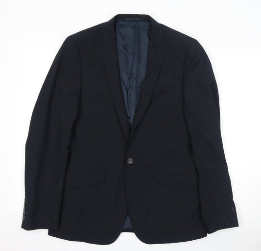 ASOS Mens Black Polyester Jacket Suit Jacket Size 40 Regular