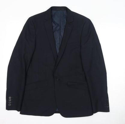 ASOS Mens Black Polyester Jacket Suit Jacket Size 38 Regular