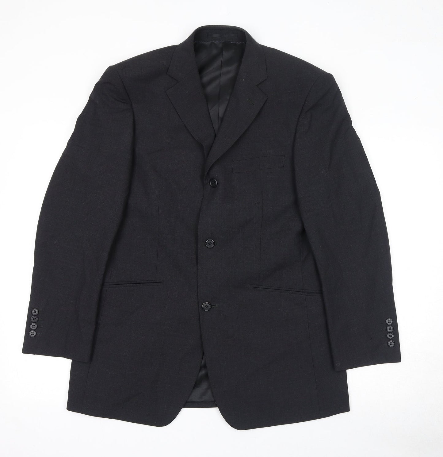 Mens UK Size 38 Charlton Gray Regular Black Suit Jacket