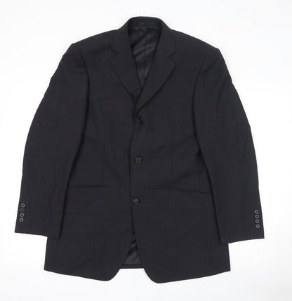 Mens UK Size 38 Charlton Gray Regular Black Suit Jacket