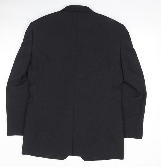Mens UK Size 38 Charlton Gray Regular Black Suit Jacket