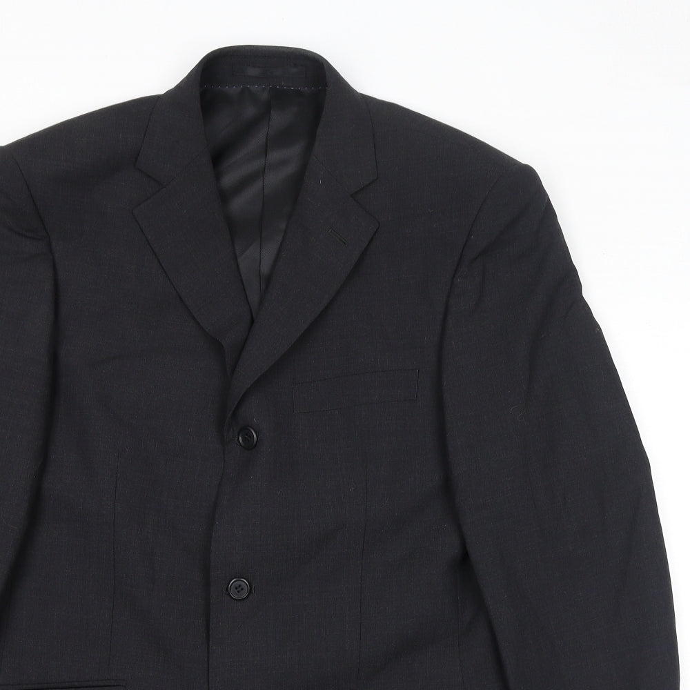 Mens UK Size 38 Charlton Gray Regular Black Suit Jacket