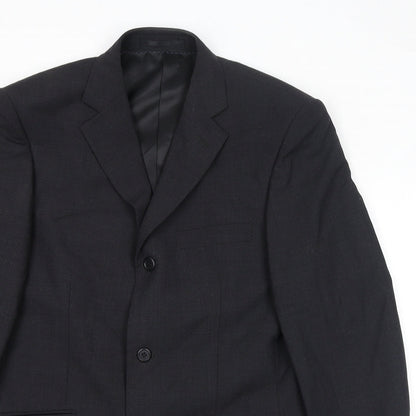 Mens UK Size 38 Charlton Gray Regular Black Suit Jacket