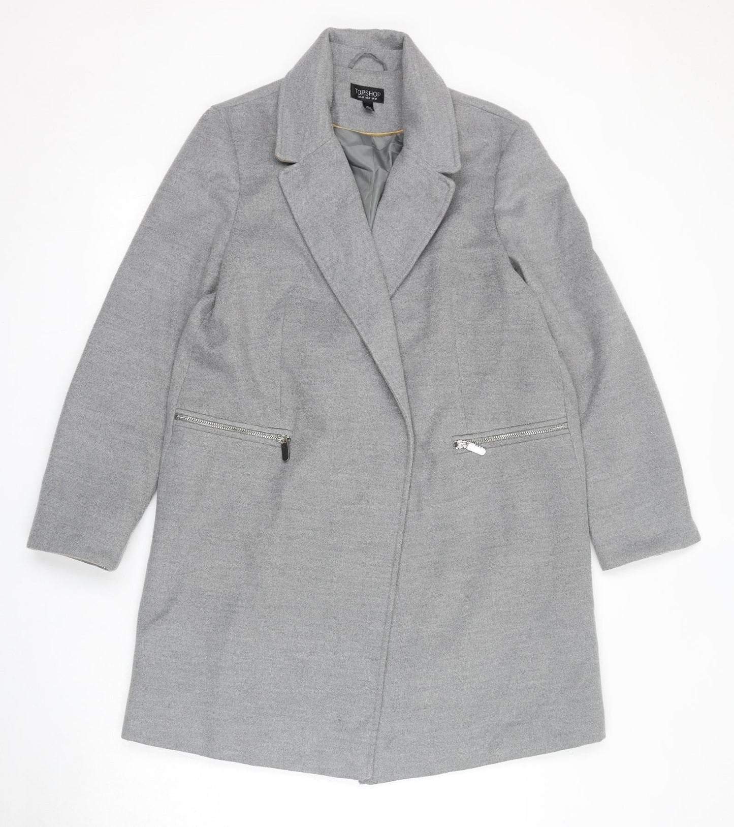 Womens UK Size 12 Topshop Grey Overcoat