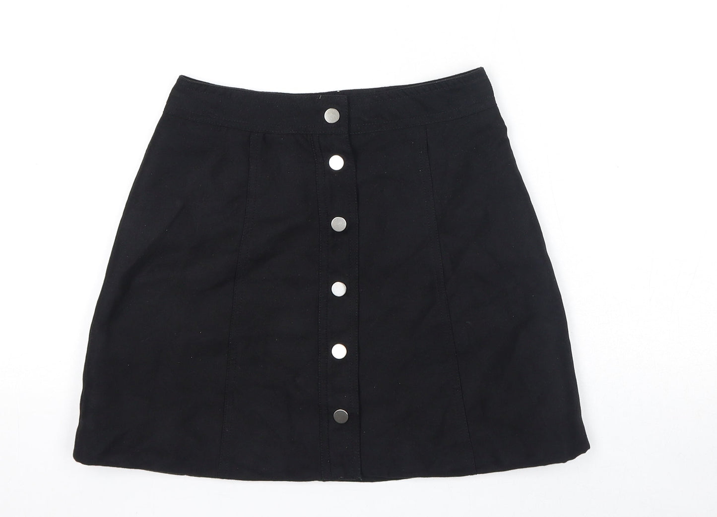 Divided by H&M Womens Black Polyester A-Line Skirt Size 4 Snap