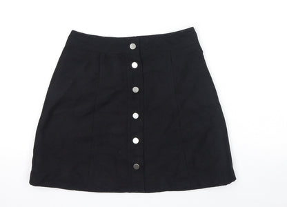 Divided by H&M Womens Black Polyester A-Line Skirt Size 4 Snap