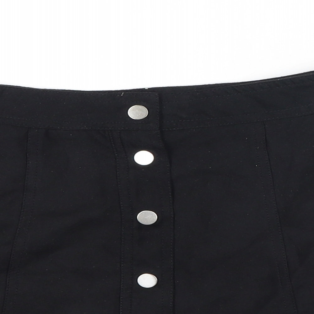 Divided by H&M Womens Black Polyester A-Line Skirt Size 4 Snap
