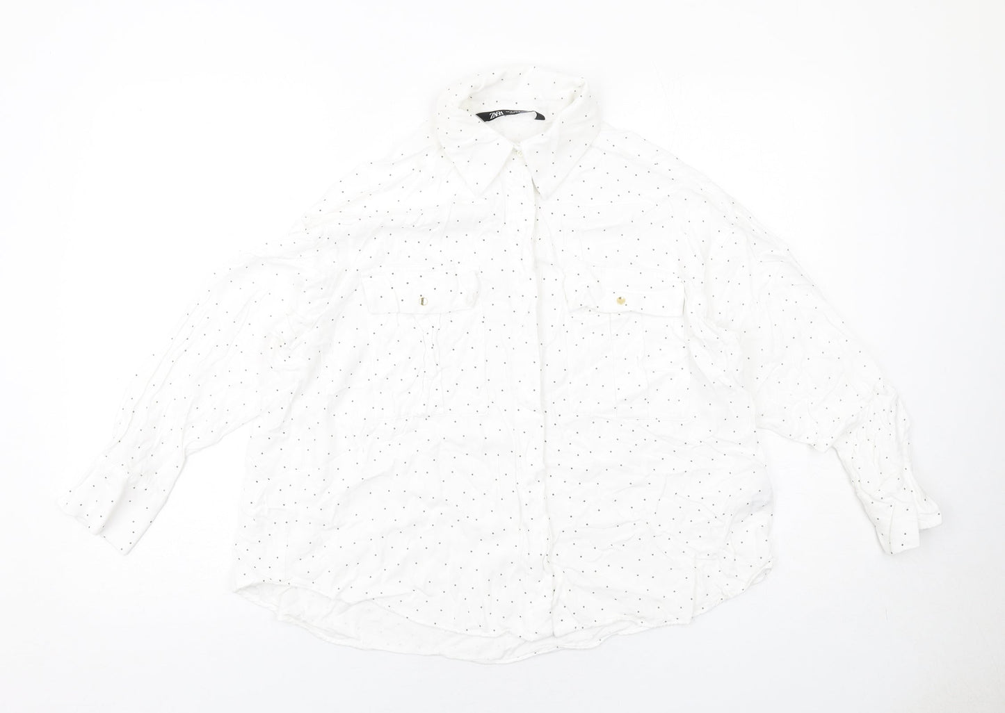 Womens UK Size M Zara White Basic Button-Up