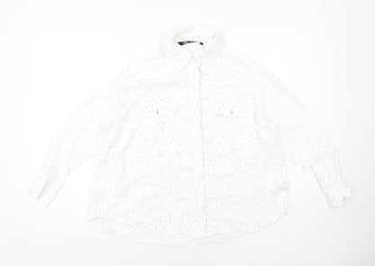 Womens UK Size M Zara White Basic Button-Up