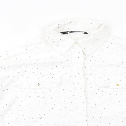Womens UK Size M Zara White Basic Button-Up