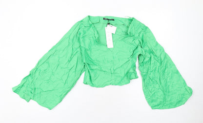 Womens UK Size S Zara Green Basic Blouse