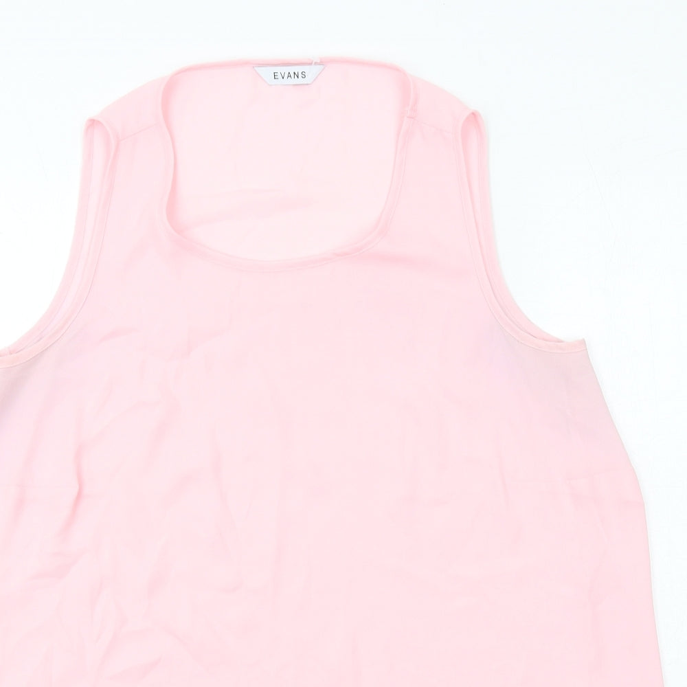 Evans Womens Pink Polyester Basic Tank Size 16 Round Neck