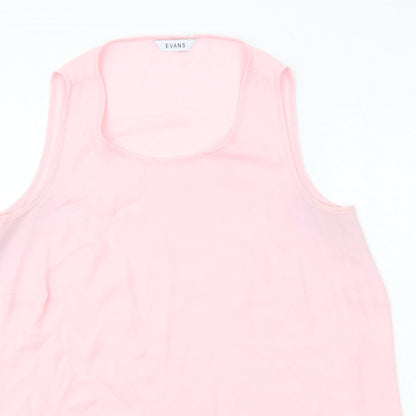 Evans Womens Pink Polyester Basic Tank Size 16 Round Neck